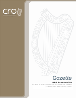 Issue Id: 0002005/G/10 Other Submissions Processed Between 25-Nov-2005 and 01-Dec-2005 Index of Submission Types