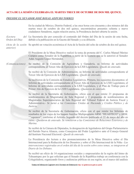 Acta De La Sesión Celebrada El Martes Trece De Octubre De Dos Mil Quince