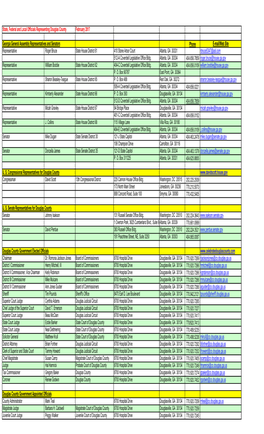 State, Federal and Local Officials Representing Douglas County February 2017