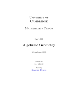 Algebraic Geometry