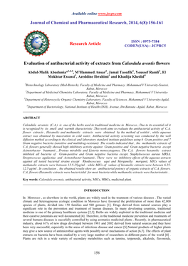 156-161 Research Article Evaluation of Antibacterial Activity Of