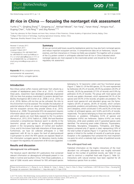 Bt Rice in China — Focusing the Nontarget Risk Assessment