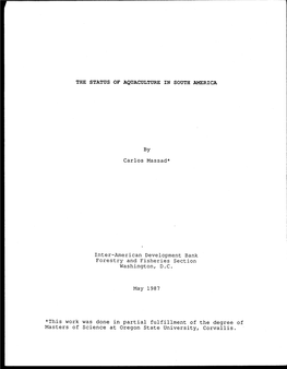 THE STATUS of AQUACULTURE in SOUTH AMERICA by Carlos