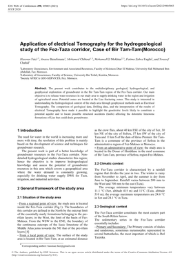 Application of Electrical Tomography for the Hydrogeological Study of the Fez-Taza Corridor, Case of Bir Tam-Tam(Morocco)