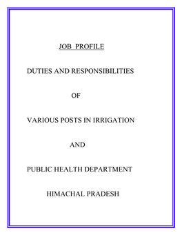 Job Profile Duties and Responsibilities of Various