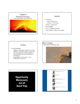 Chapter 9 Planetary Geology: Agenda Ad Hoc Rover Update