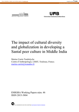 The Impact of Cultural Diversity and Globalization in Developing a Santal Peer Culture in Middle India