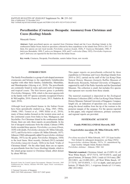 Porcellanidae (Crustacea: Decapoda: Anomura) from Christmas and Cocos (Keeling) Islands