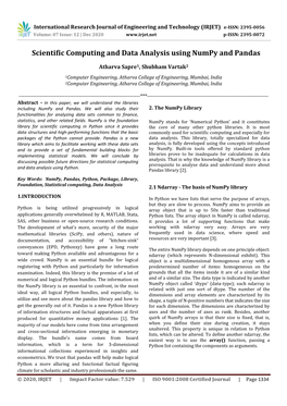 Scientific Computing and Data Analysis Using Numpy and Pandas