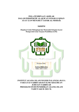 Pola Pembinaan Akhlak Dalam Perspektif Al-Qur'an Surah Luqman