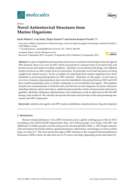 Novel Antiretroviral Structures from Marine Organisms