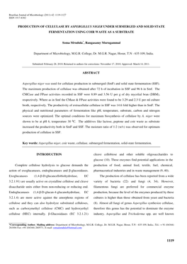 Production of Cellulase by Aspergillus Niger Under Submerged and Solid State Fermentation Using Coir Waste As a Substrate