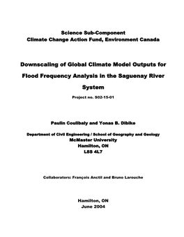 Downscaling of Global Climate Model Outputs for Flood Frequency