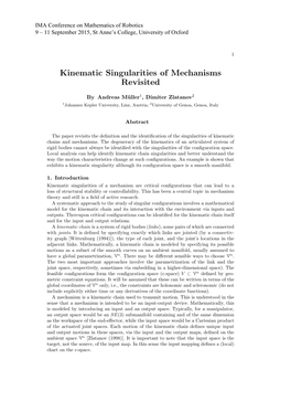 Kinematic Singularities of Mechanisms Revisited