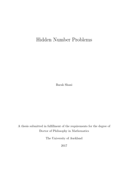 Hidden Number Problems