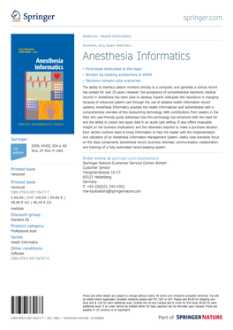 Anesthesia Informatics