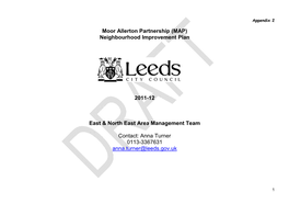 Moor Allerton Partnership (MAP) Neighbourhood Improvement Plan