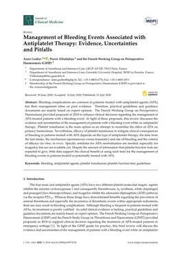 Management of Bleeding Events Associated with Antiplatelet Therapy: Evidence, Uncertainties and Pitfalls