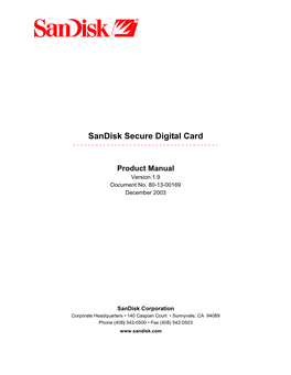 Sandisk Secure Digital Card