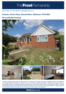 Peaches, Horton Road, Stanwell Moor, Middlesex TW19 6BQ Price £365,000 Freehold