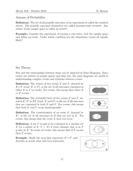 Axioms of Probability Set Theory