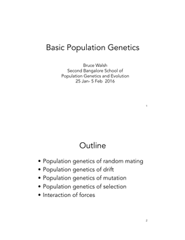 Basic Population Genetics Outline