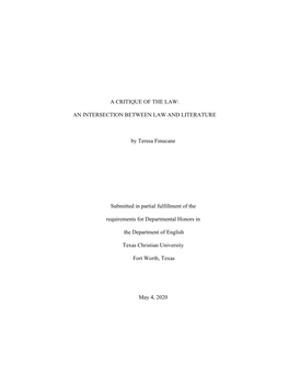 A Critique of the Law: an Intersection Between Law