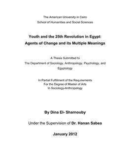 Youth and the 25Th Revolution in Egypt: Agents of Change and Its Multiple Meanings