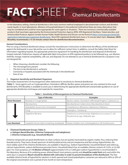 FACT SHEET Chemical Disinfectants