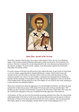 Saint Titus, Apostle of the Seventy