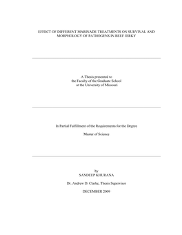 Effect of Different Marinade Treatments on Survival and Morphology of Pathogens in Beef Jerky