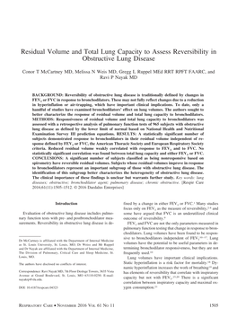 Residual Volume and Total Lung Capacity to Assess Reversibility in Obstructive Lung Disease