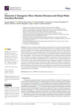 Pannexin 1 Transgenic Mice: Human Diseases and Sleep-Wake Function Revision