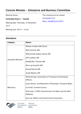 Concise Minutes - Enterprise and Business Committee