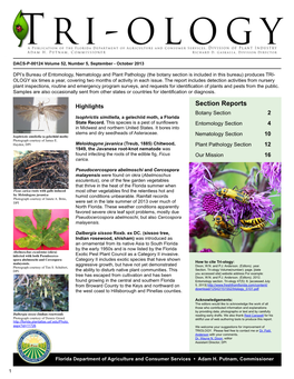 Section Reports Botany Section 2 Isophrictis Similiella, a Gelechiid Moth, a Florida State Record