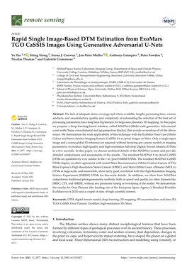 Rapid Single Image-Based DTM Estimation from Exomars TGO Cassis Images Using Generative Adversarial U-Nets