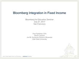 Bloomberg Integration in Fixed Income