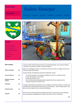 Bulletin Municipal Bulletin Municipal Septembre 2013 CERON — CERON — CERON — CERON — CERON — CERON