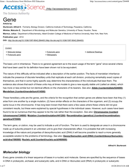 Molecular Biology Eukaryotic Gene Additional Readings Prokaryotic Gene Bibliography