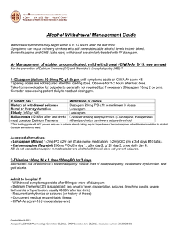 Alcohol Withdrawal Management Guide