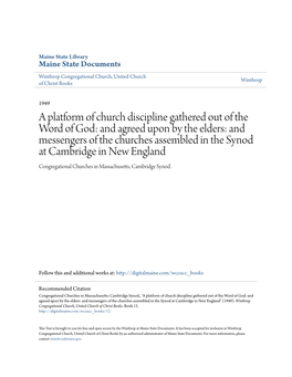 A Platform of Church Discipline Gathered out of the Word of God