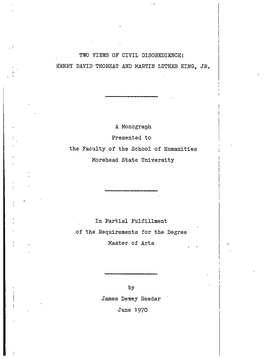 Two Views of Civil Disobedience: Henry David Thoreau and Martin Luther King, Jr