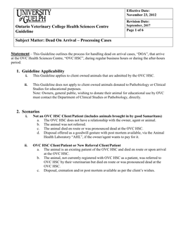 Dead on Arrival – Processing Cases 1. Guideline Ap