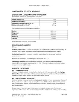 CARDIOPLEGIA SOLUTION a (Solution)