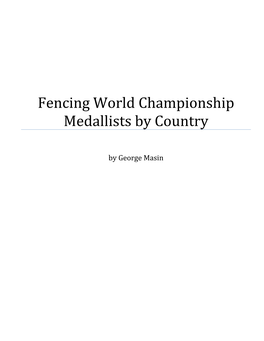 Fencing World Championship Medallists by Country