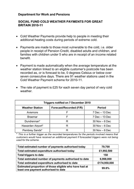 Cold Weather Payments 7 Dec 2010