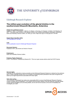 The Million-Year Evolution of the Glacial Trimline in the Southernmost Ellsworth Mountains, Antarctica