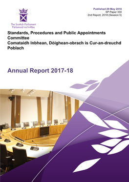 Annual Report 2017-18 Published in Scotland by the Scottish Parliamentary Corporate Body