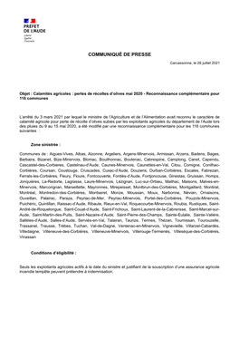 Communiqué De Presse