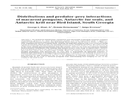 Distributions and Predator-Prey Interactions of Macaroni Penguins, Antarctic Fur Seals, and Antarctic Krill Near Bird Island, South Georgia